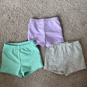 Carters 3M baby girls shorts blue gray purple. Comes with three total shorts NWT